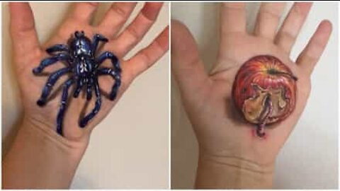 Arte corporal assustadora em 3D para o Halloween