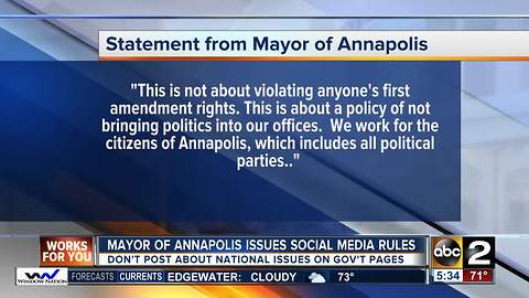 Annapolis mayor prohibits posting about the president, national issues on social media