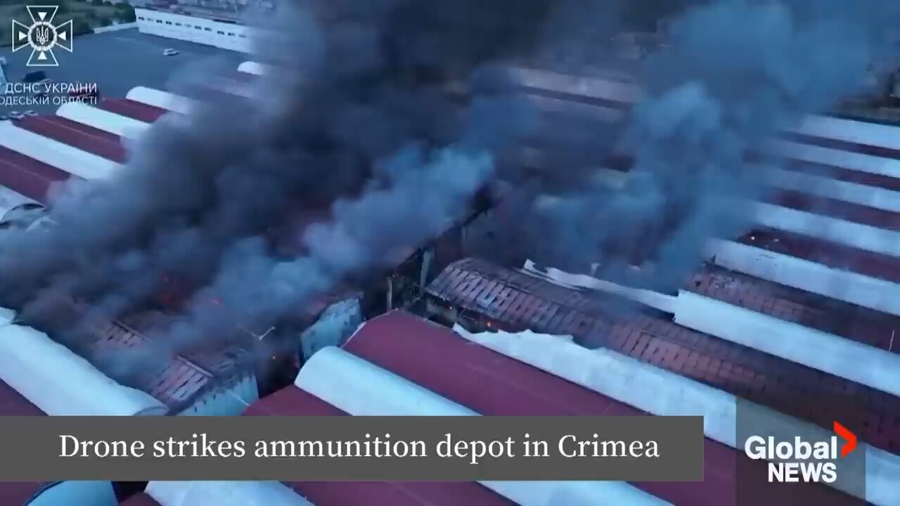 Ukrainian drone attack Russian ammunition depot