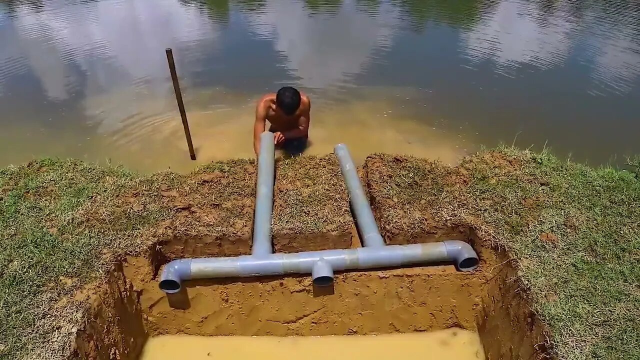 1Making Trap To Catch Catfish In The Secret Hole With PVC Pipe & Chicken Eggs6 14