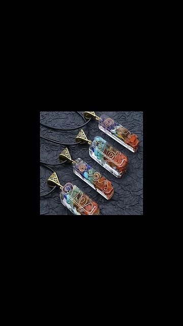 COLORFUL GRAVEL WRAPPED NATURAL STONE PENDANT