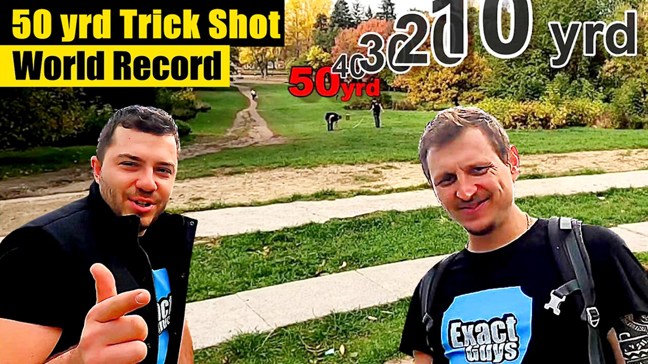 Epic 50 yard tennis ball trick shot