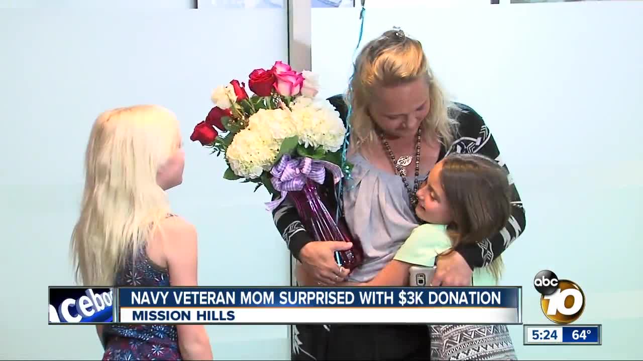 Navy veteran mom surprised with donation