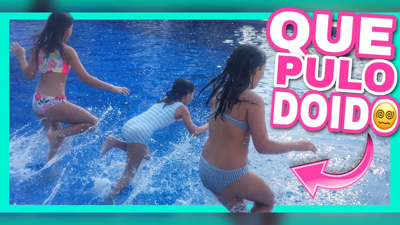 PULANDO NA PISCINA 😱 - DESAFIO DA PISCINA / 3 irmãs demais- kids fun