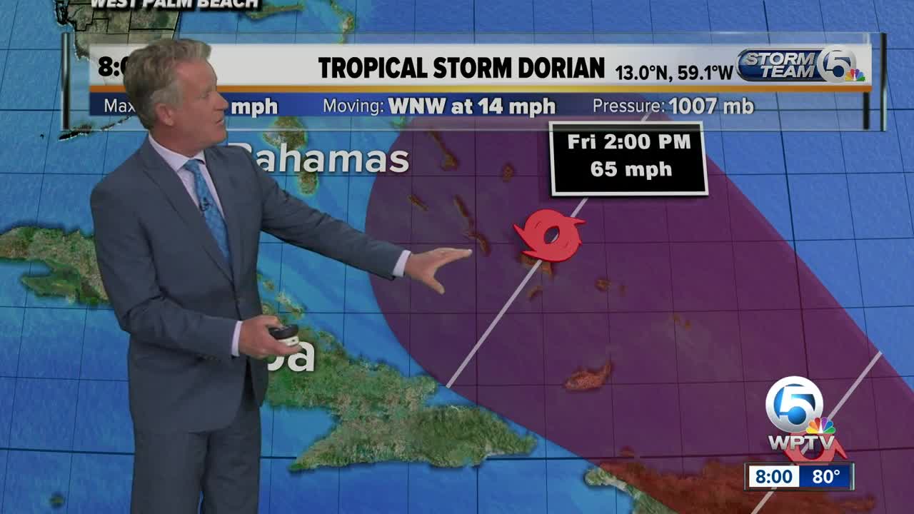 Tropical Storm Dorian nearing Barbados