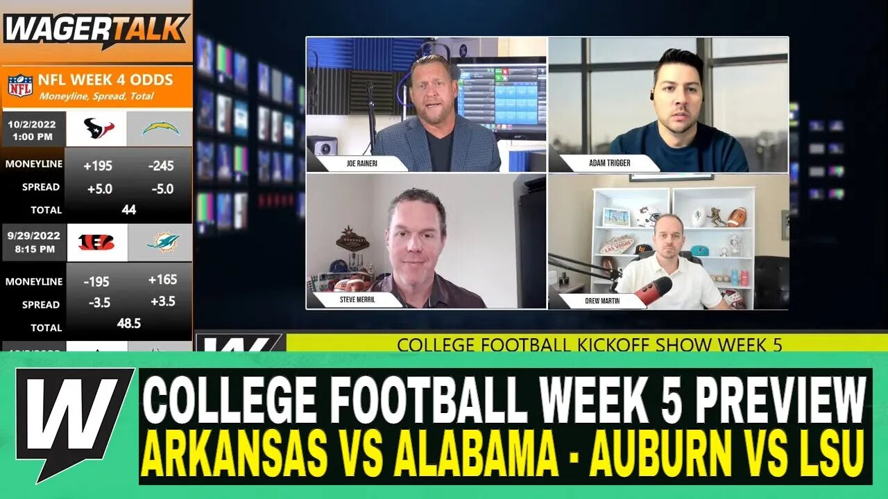 Happy Hour CFB Kickoff Show | NCAAF Week 5 Predictions | Arkansas vs Alabama | Auburn vs LSU