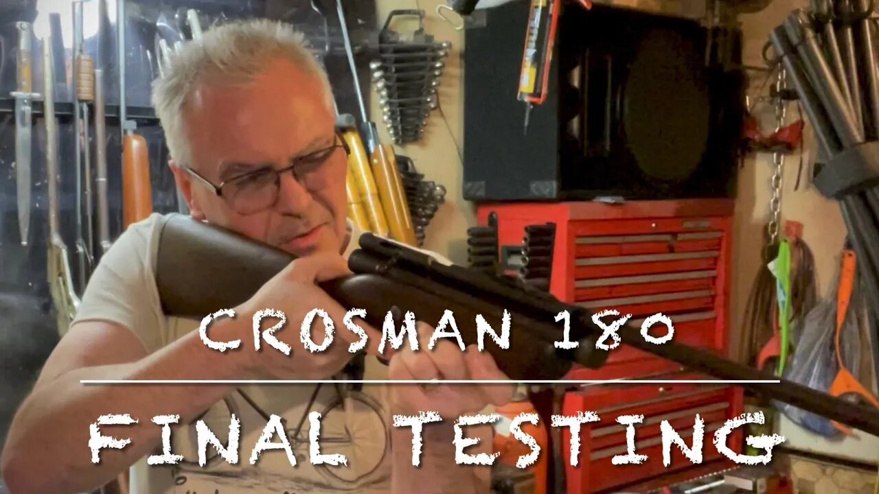 Crosman model 180 22 caliber CO2 pellet rifle final testing before going home.