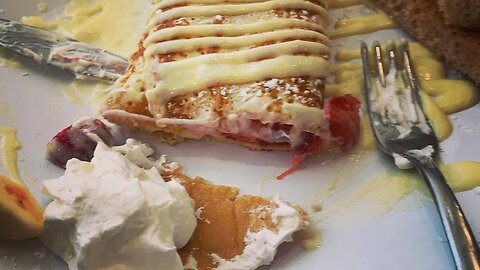 Crepe Breakfast with Mango banana smoothie