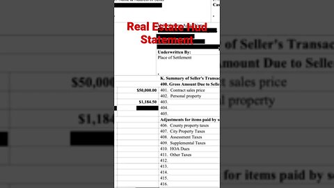 Example of a Real Estate HUD Statement. Full video 👇 #fyp #shorts