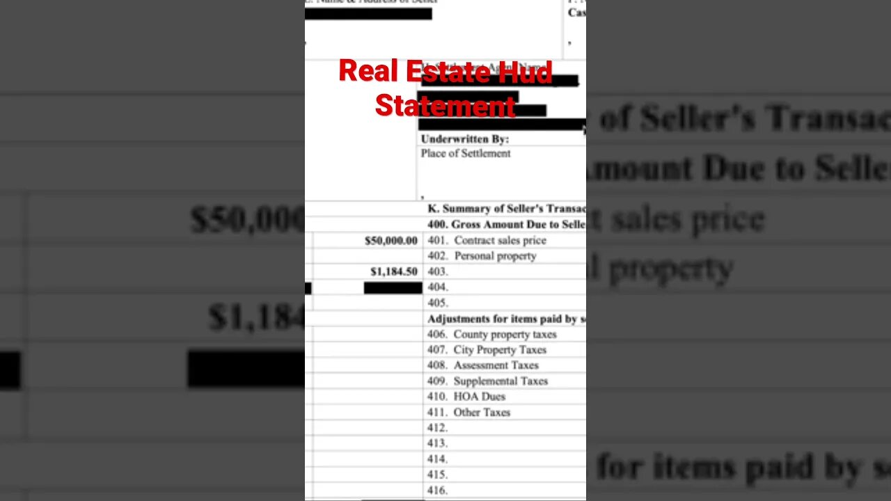 Example of a Real Estate HUD Statement. Full video 👇 #fyp #shorts