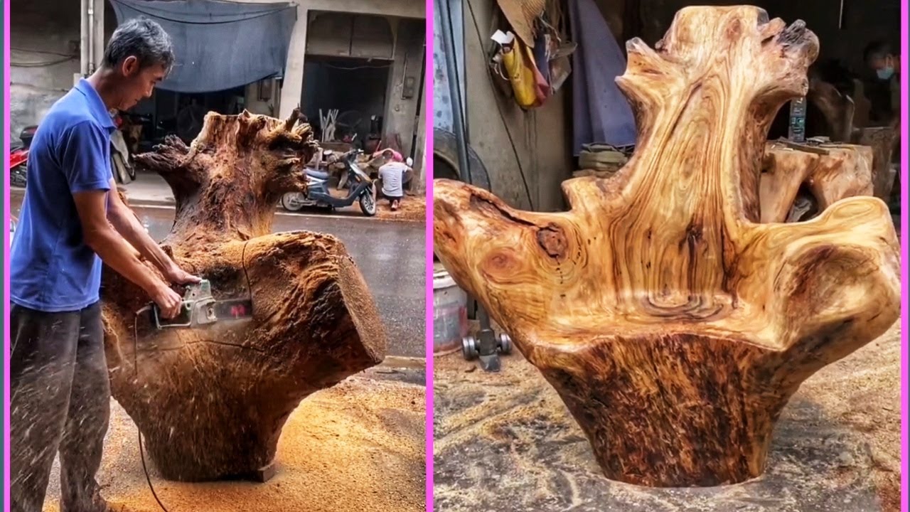 Amazing techniques making fast chair Art , wood sculpture