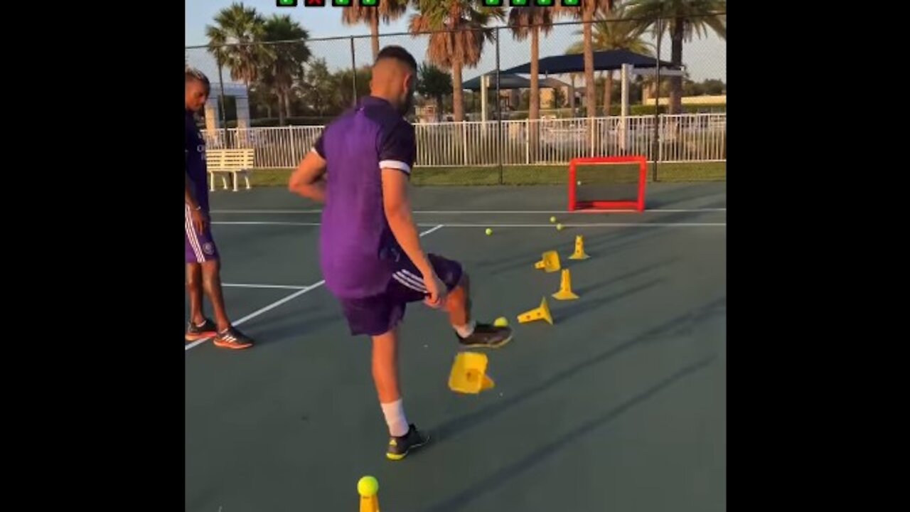 Training skills on the court with Nani