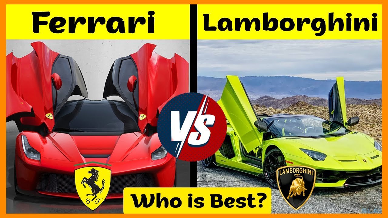 Lamborghini and Ferrari go head to head on the open highway