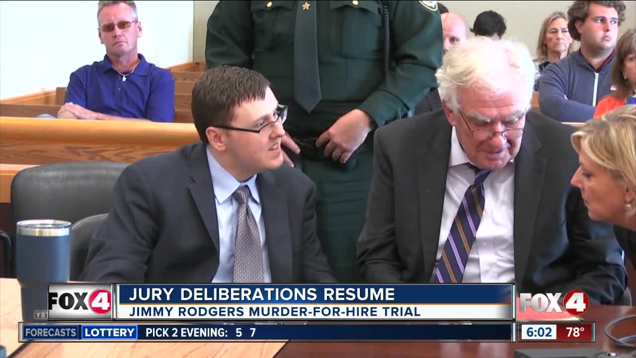Jury deliberation resuming Wednesday in Jimmy Rodgers murder trial