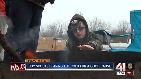 Boy Scouts stay in freezing temperatures to give back & fight homelessness