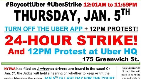 #UberStrike Rally outside 3wtc hosted by @NYTWA 1/5/23 2