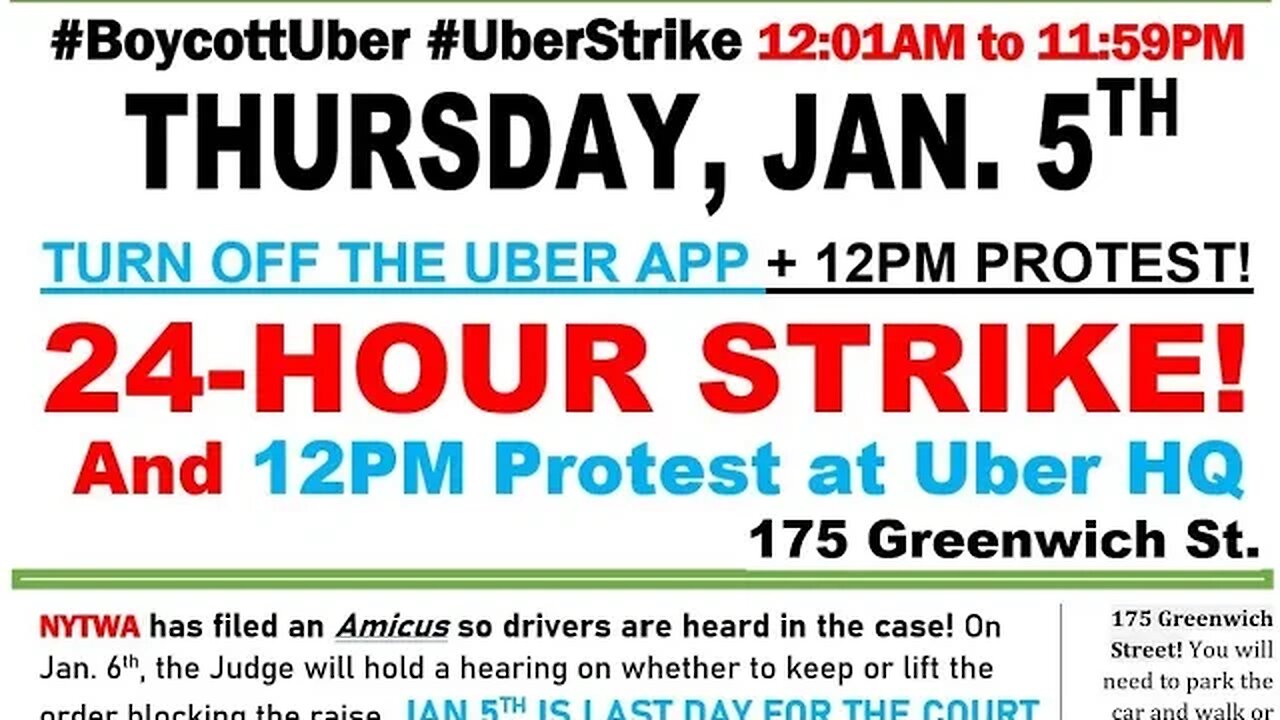 #UberStrike Rally outside 3wtc hosted by @NYTWA 1/5/23 2