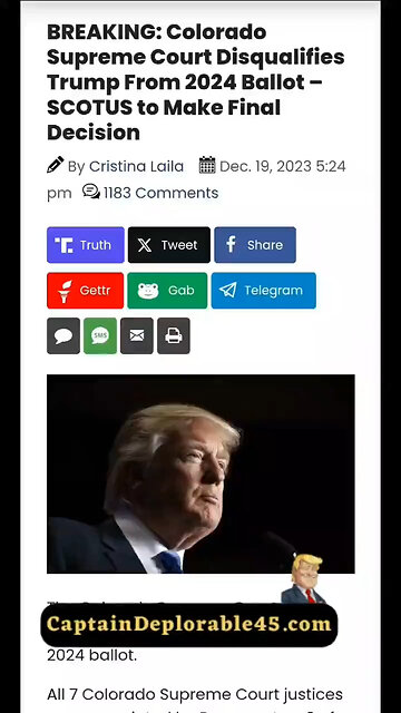 TRUMP RESPONDS TO BEING THROWN OFF THE BALLOT IN COLORADO!