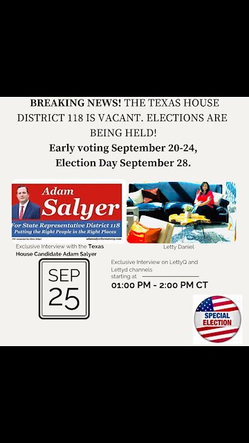 BREAKING NEWS -INTERVIEW TO ADAM SALYER - RUNNING FOR STATE REPRESENTATIVE! THERE IS NO TIME LEFT!