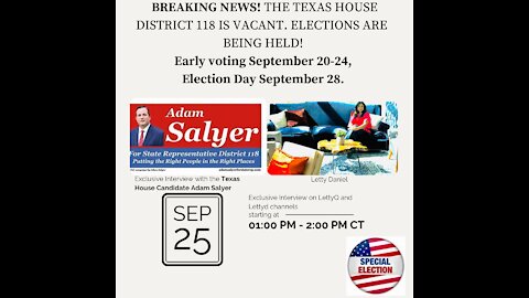 BREAKING NEWS -INTERVIEW TO ADAM SALYER - RUNNING FOR STATE REPRESENTATIVE! THERE IS NO TIME LEFT!