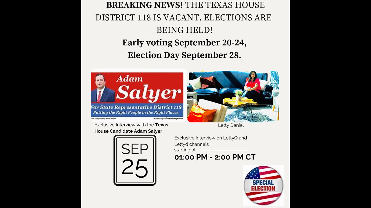 BREAKING NEWS -INTERVIEW TO ADAM SALYER - RUNNING FOR STATE REPRESENTATIVE! THERE IS NO TIME LEFT!