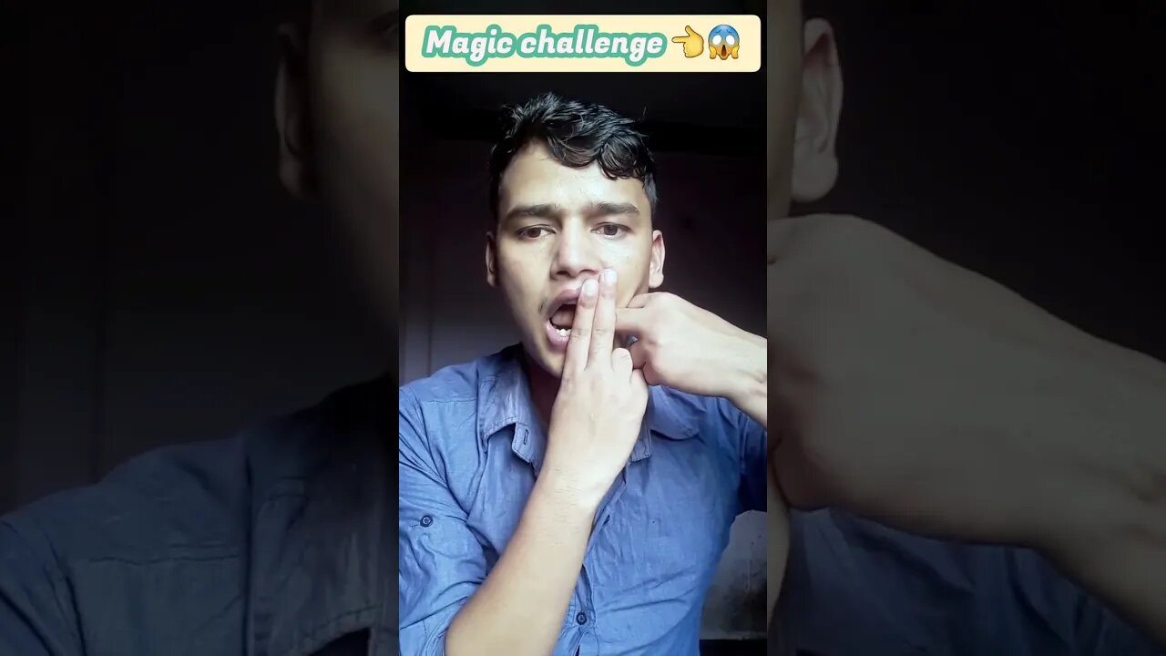 Cheek-piercing by middle finger magic challenge 😱👈️ #viral #trending #magic #challenge #shorts