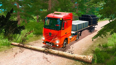 Truck vs Fallen Tree – BeamNG Drive
