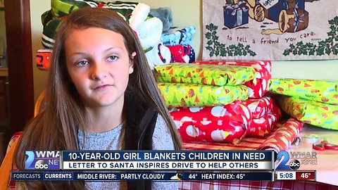 10-year-old girl's letter to Santa inspires drive to blanket children in need