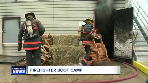 Firefighter recruits put out real fires at boot camp