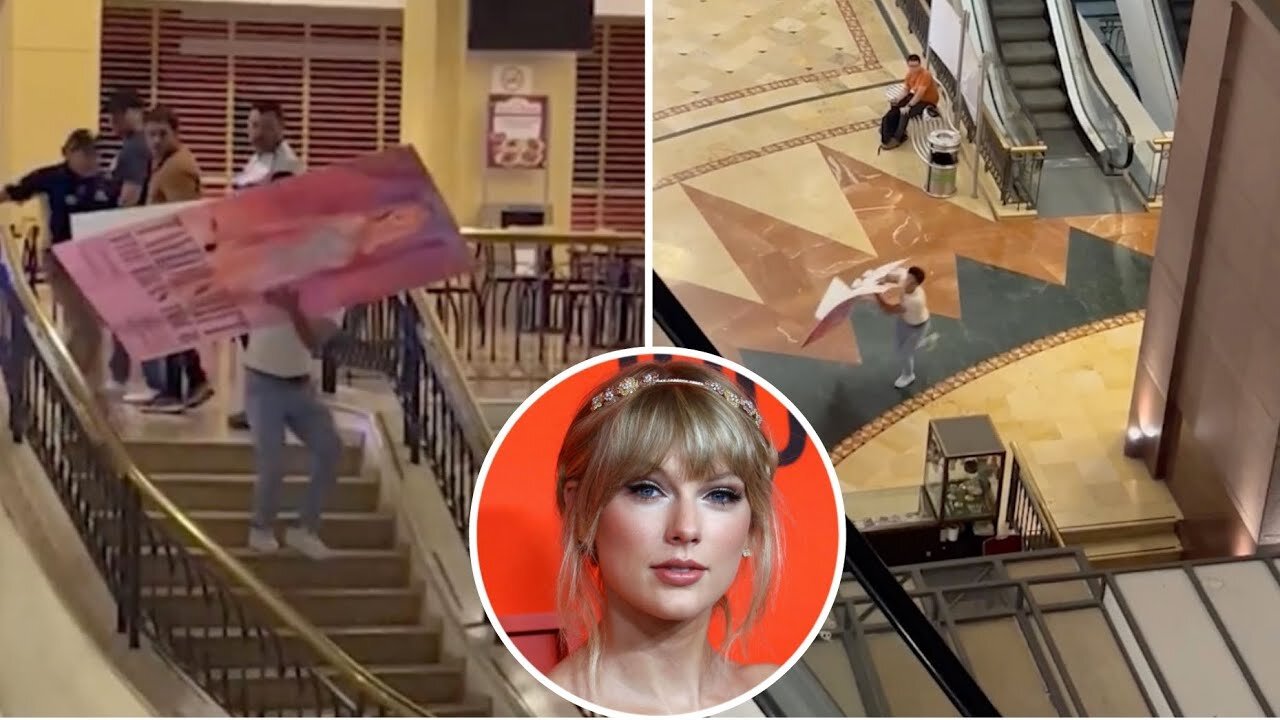 Taylor Swift superfan escapes mall security after stealing ‘Eras’ cardboard movie poster