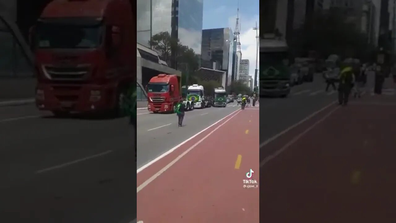 Caminhoneiros fazem buzinaço na Paulista