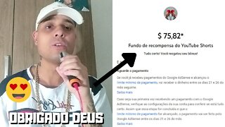 FUI QUALIFICADO PARA RECEBER O FUNDO DE RECOMPENSA DO YOUTUBE SHORTS 😍