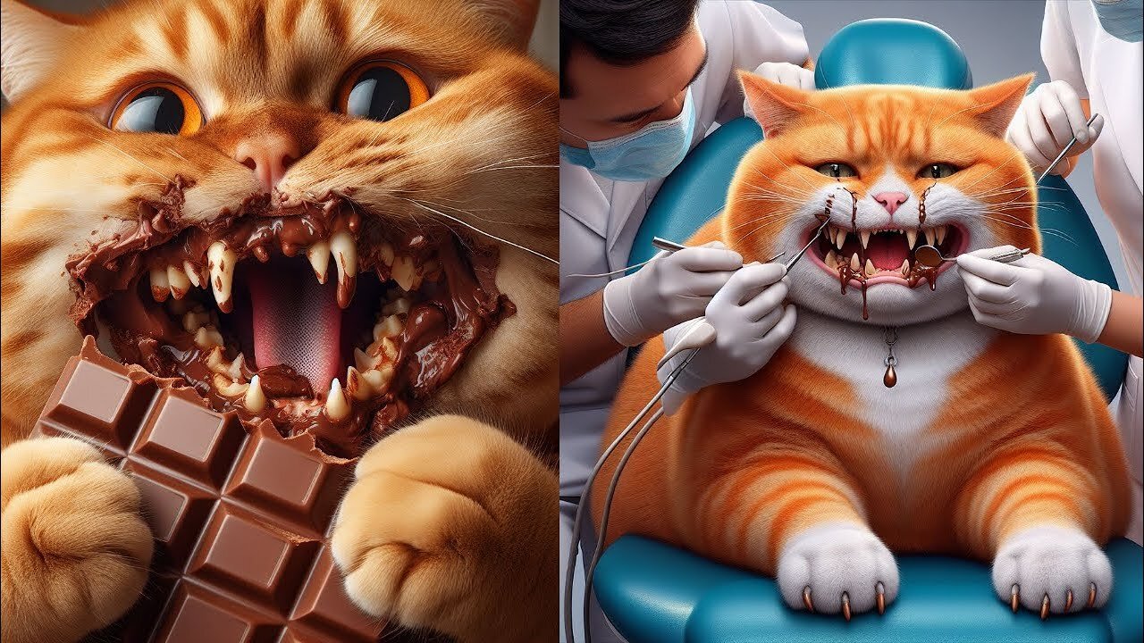 Cat Destroys His Teeth by Eating Chocolate... 🙀 | AiCatYT #cat #kitten #cute #cutecats #funny