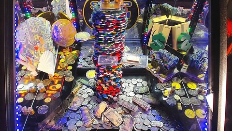 FINALY! Huge Tower With 4 1/2oz of GOLD & 1oz Silver In the Coin Pusher LIVE
