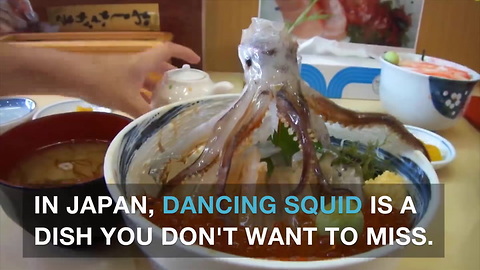 Dancing squid bowl dish in Hakodate