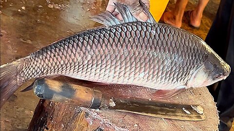 Amazing Cutting Skills - Big Rohu Fish Cutting Skills With Eggs - Fish Cutting Skills