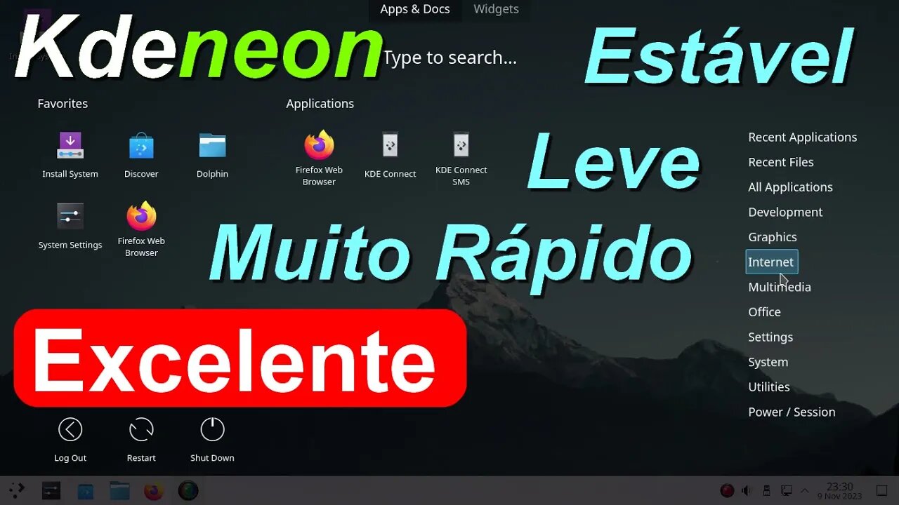 KDE neon Linux. Iso novembro 2023. Base Ubuntu LTS. Ambiente leve. Ideal para quem gosta do Plasma