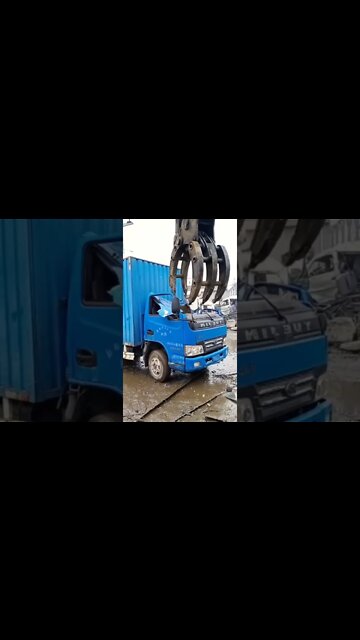 Crane smashes truck #shorts