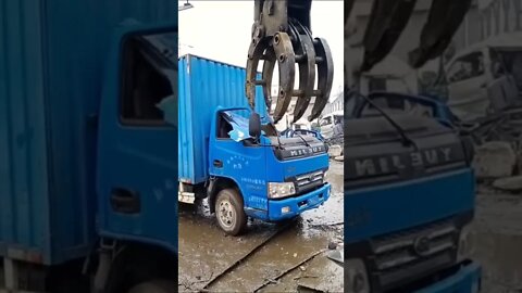 Crane smashes truck #shorts