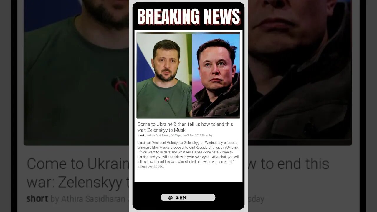 Ukrainian President Zelenskyy Asks Elon Musk to Help End War - Will He Listen? | #shorts #news