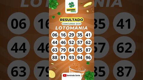 🍀 Resultado LOTOMANIA 2419 | Sentindo Sorte #shorts