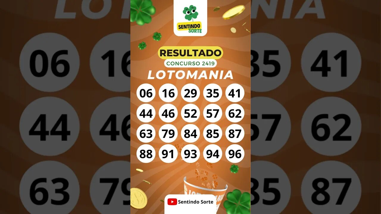 🍀 Resultado LOTOMANIA 2419 | Sentindo Sorte #shorts