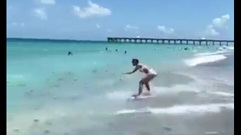 Girl Falls Off Skimboard!