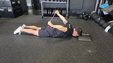Prone Band Shoulder Extension Isometrics