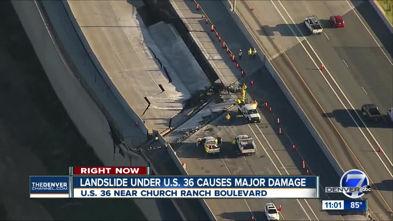 US 36 buckles, causes massive damage to roadway