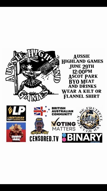🇦🇺AUSSIE HIGHLAND GAMES🏴󠁧󠁢󠁳󠁣󠁴󠁿 Join us on the June 29th Ascot park 12:00