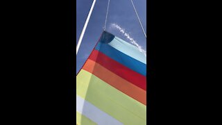 Rinsing salt off the spinnaker