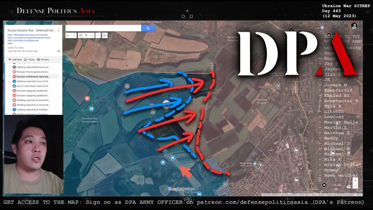 [ Bakhmut Front ] RUSSIA MILITARY ORDER WITHDRAWAL NW OF BAKHMUT; New line from Berkhivske Reservoir