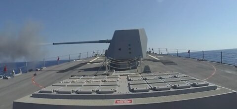 The Arleigh Burke-class guided-missile destroyer USS Sterett (DDG 104)