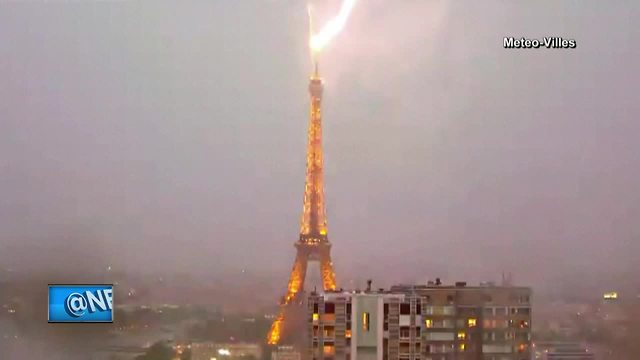 Eiffel Tower struck by lightning